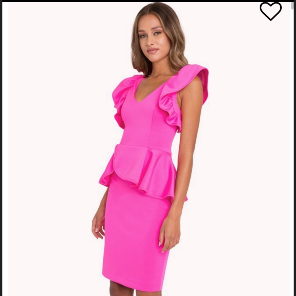Black halo pink interview cocktail pageant dress